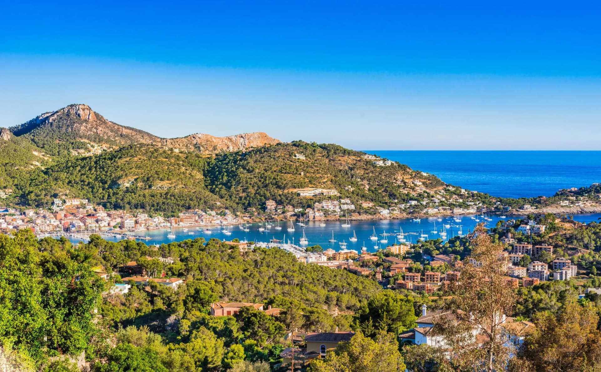 Idyllic view of Mediterranean Sea Island Spain Majorca Port Andratx
