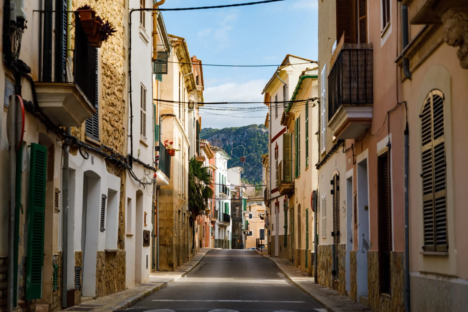 The old narrow street of Andratx town, Spain