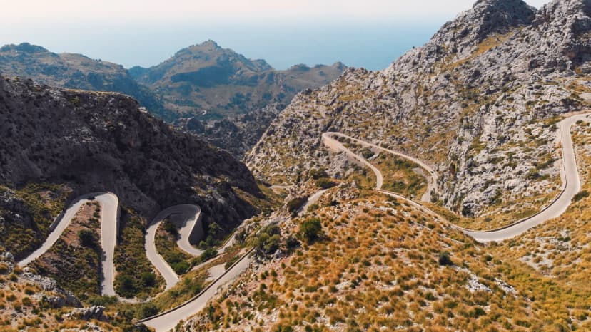 the road The Knotted tie - nudo de corbata in the Serra De Tramuntana mountain, Mallorca, Balearic Islands. High quality photo